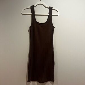 Brown Ribbed bodycon Dress